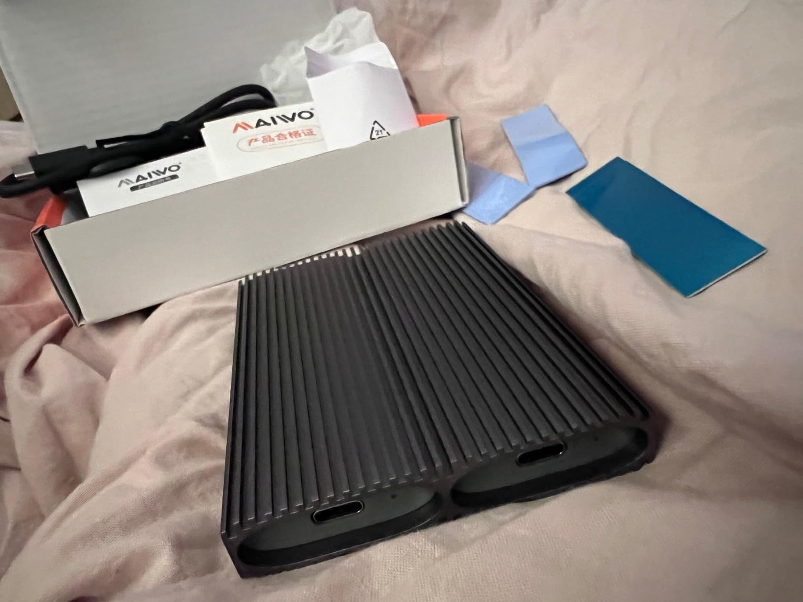 MAIWO Dual Bay M.2 NVMe SSD Enclosure, USB3.1 GEN2 10Gbps with UASP Trim, Up to 16TB, Tool Free PCIe NVMe SSD Enclosure for 2230/2242/2260/2280mm M Key B+M Key customer photo 1
