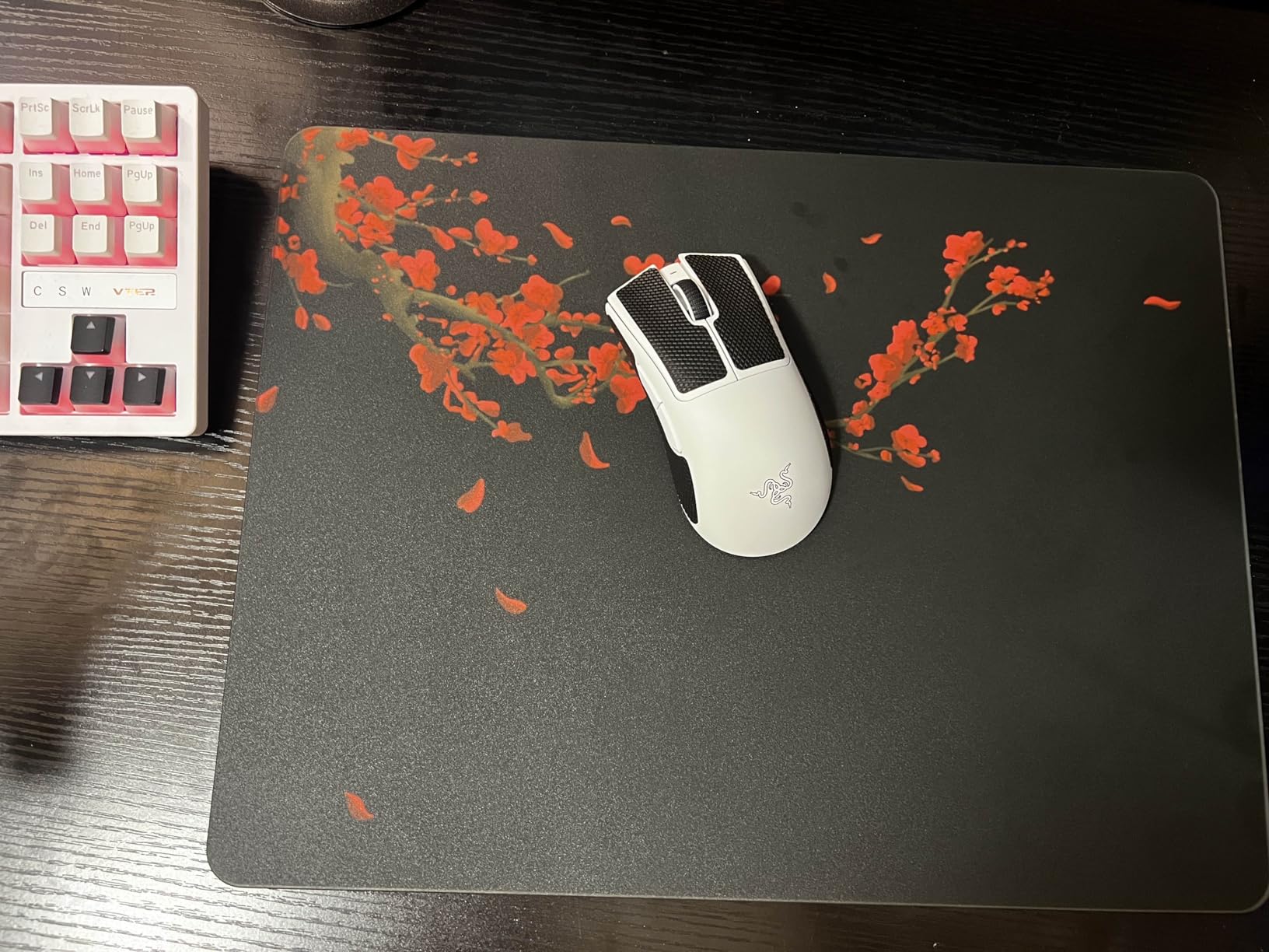 XVX Glass Gaming Mousepad, Black Plum Blossoms Hard Mouse Pads for Gaming, Professional Large Mouse Mat 16.2