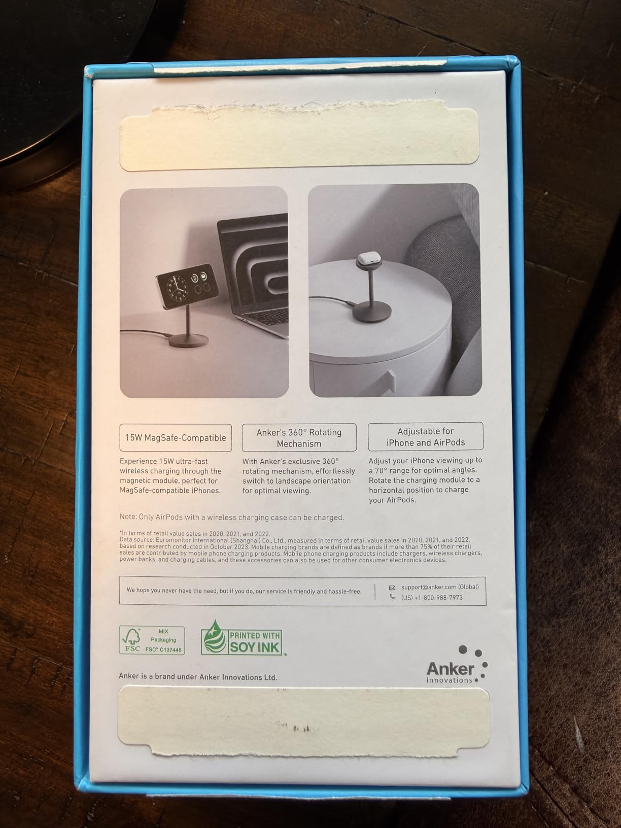 Anker MagGo iPhone 17 MagSafe Charger Compatible Stand, 15W Fast Magnetic Wireless Charging Station, Qi2 Certified 360° Wireless Charger, Magnetic Stand for iPhone 17/16/15/14/13 Series (No Adapter) customer photo 1