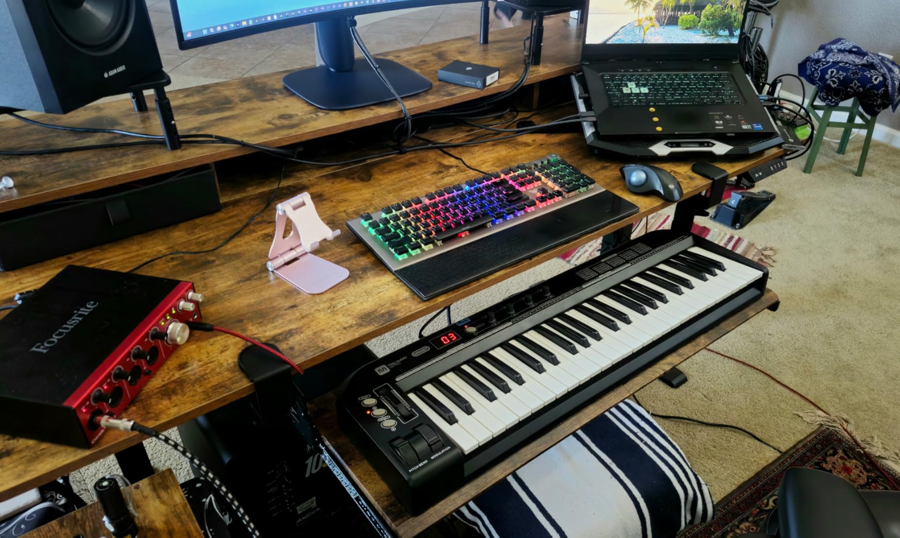 AX WABER Keyboard Tray Under Desk Pull Out with Extra Sturdy Adjustable C Clamp Mount System, 27.3 (32.5 inch Including Clamps) x 11 Inch Slide-Out Platform Computer Drawer for Typing, Black customer photo 2