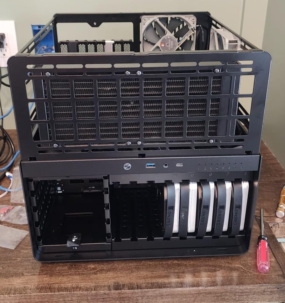 JONSBO N5 NAS Pc Case, E-ATX,12HDD+4SSD Drive Bay GPU HP Host, Supports Max. 4 GPU,E-A.TX(330mm) MB/ATX PSU Supports, with 3 Fans Built-in, 8 Slots PCI, Solid Wood Veneer Computer Case,Home Server customer photo 2