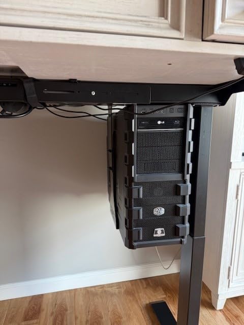 Heavy Duty Under Desk PC Holder – Up to 77 lbs Load Capacity - Adjustable Computer Tower Holder – CPU Holder Under Desk Mount - PC Holder Under Desk – Under Desk Computer Mount (Black) customer photo 1
