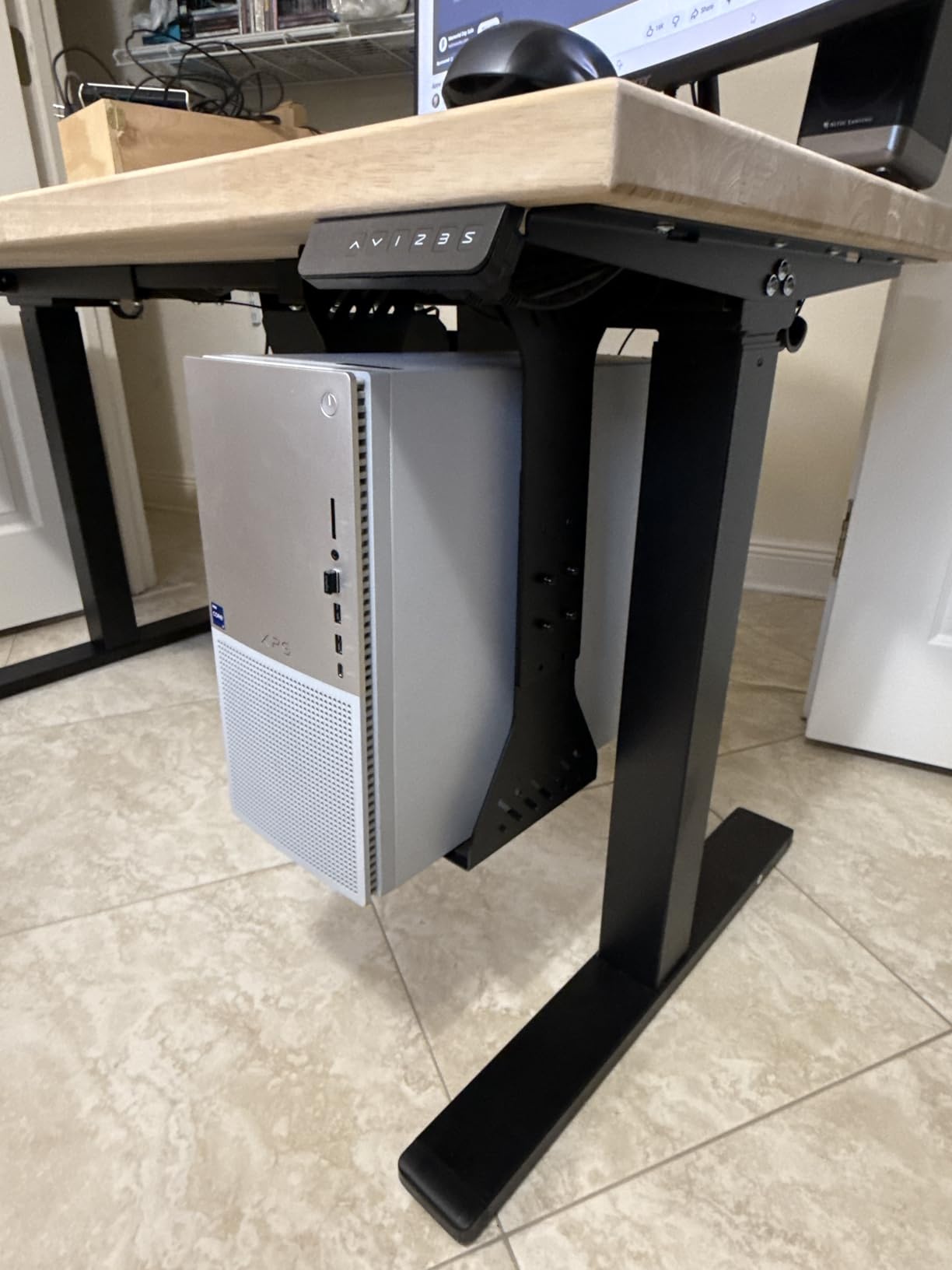 Heavy Duty Under Desk PC Holder – Up to 77 lbs Load Capacity - Adjustable Computer Tower Holder – CPU Holder Under Desk Mount - PC Holder Under Desk – Under Desk Computer Mount (Black) customer photo 2
