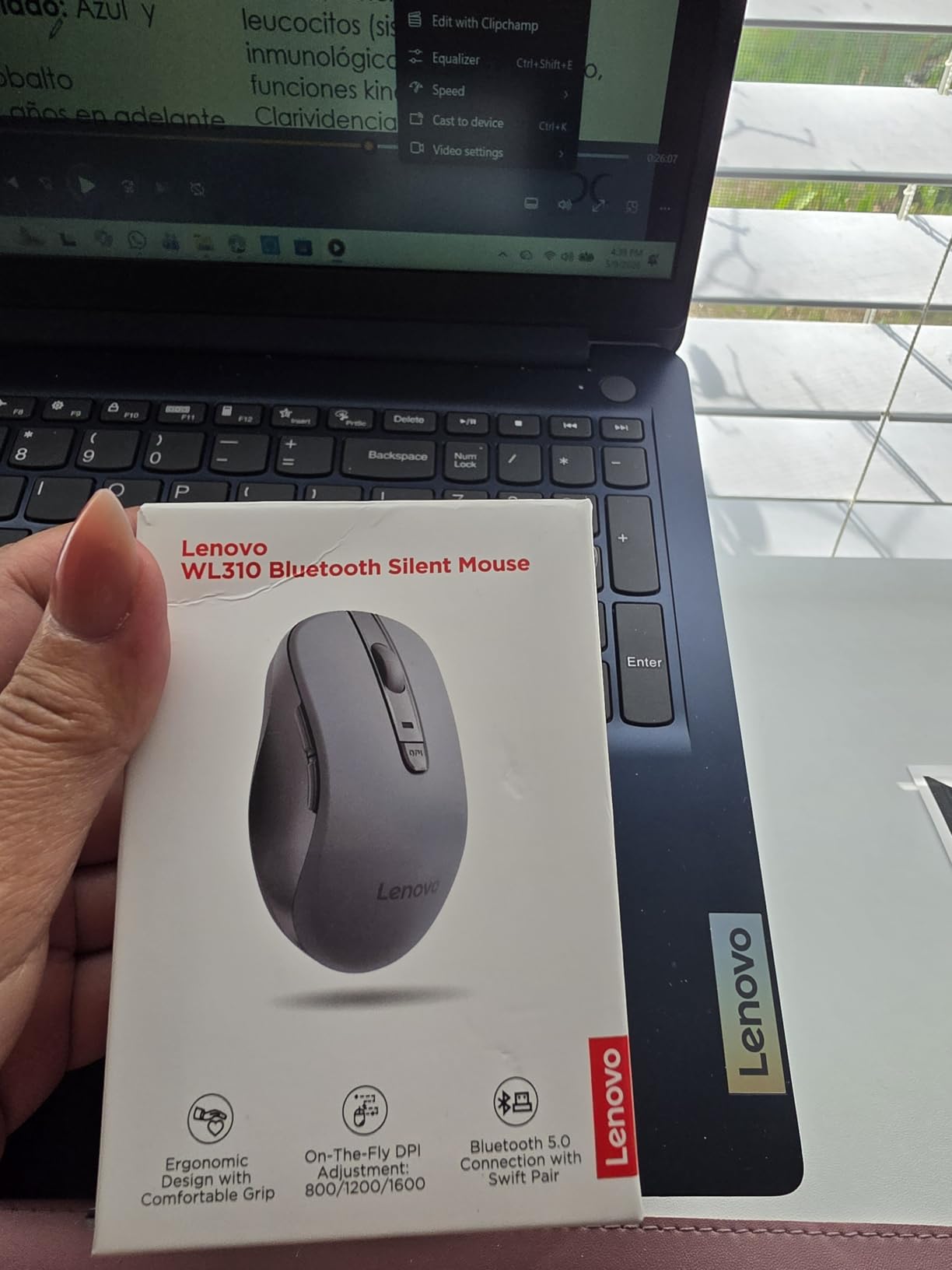 Lenovo WL310 Bluetooth Silent Mouse, Ergonomic, Adjustable DPI, Silent Clicks, Bluetooth 5.0, Portable for Windows, Mac, and Chromebook, Grey customer photo 2