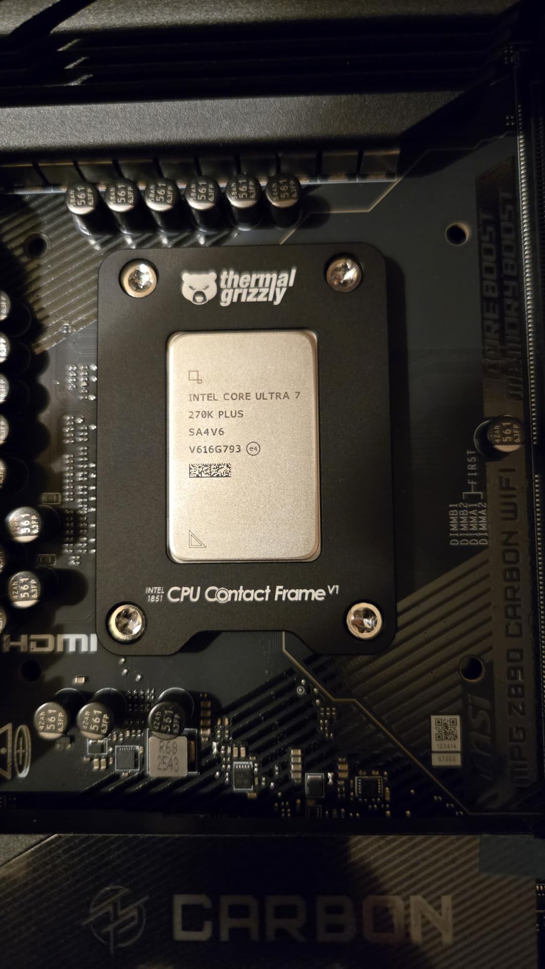 Thermal Grizzly - CPU Contact Frame Intel 1851 V1 - Anodized Aluminum, Black, LGA1851 Socket, Fits Intel Core Ultra 200 Series, Replaces ILM, up to 6°C Temp Reduction customer photo 2