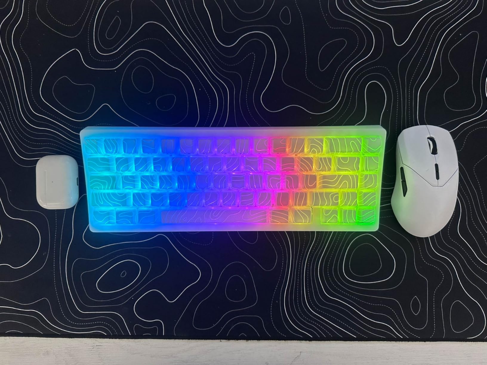 HITIME x XVX M67 60% Percent Keyboard Wireless, QMK/VIA Topographic Gaming Keyboard, Tri-Mode Thocky Creamy Mechanical Key Board, Hot Swappable Mount RGB IMD Tech for Win/Mac, Black customer photo 1