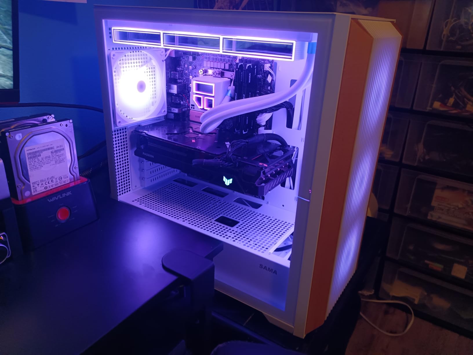SAMA Z60 Walnut Wood E-ATX Gaming PC Case, 4x140mm ARGB Fans, USB-C, White | Back-Connect Ready, 435mm GPU & Front 420mm Radiator Support, Premium Genuine Wood Design customer photo 2