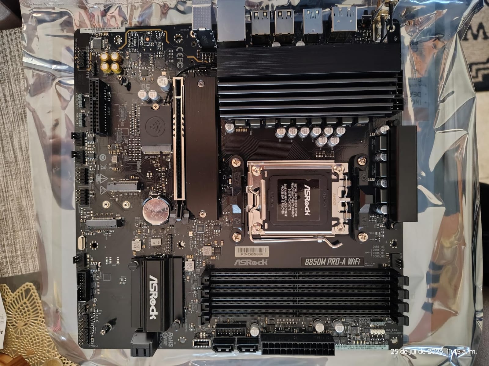 ASRock AMD B850M Pro A WiFi 6E Socket AM5 Ryzen 9000/8000/7000 Series DDR5 8000+ (OC) MHz 256GB Micro ATX Motherboard M.2 SATA3 6.0 Gb/s PCIe 5.0 BIOS Flashback 2.5G LAN customer photo 1
