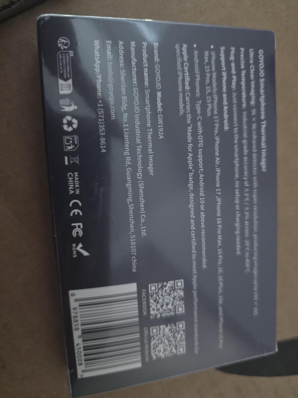 GOYOJO Thermal Imaging Camera for Android/iPhone 15/16/17 iOS Series 192x192 IR Resolution - Water Leak Detection HVAC Electrical Plumbing, Automotive Repair, Home Inspection, DIY-USB-C Infrared Imager customer photo 1