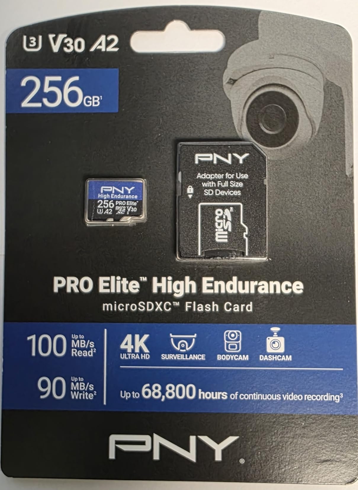 PNY 256GB PRO Elite High Endurance microSDXC Flash Memory Card - C10 U3 V30 A2, UHS-I, 4K UHD, Up to 68.8K Recording Hours, Up to 100/90MB/s Read/Write, Surveillance Cameras, Home Security customer photo 1