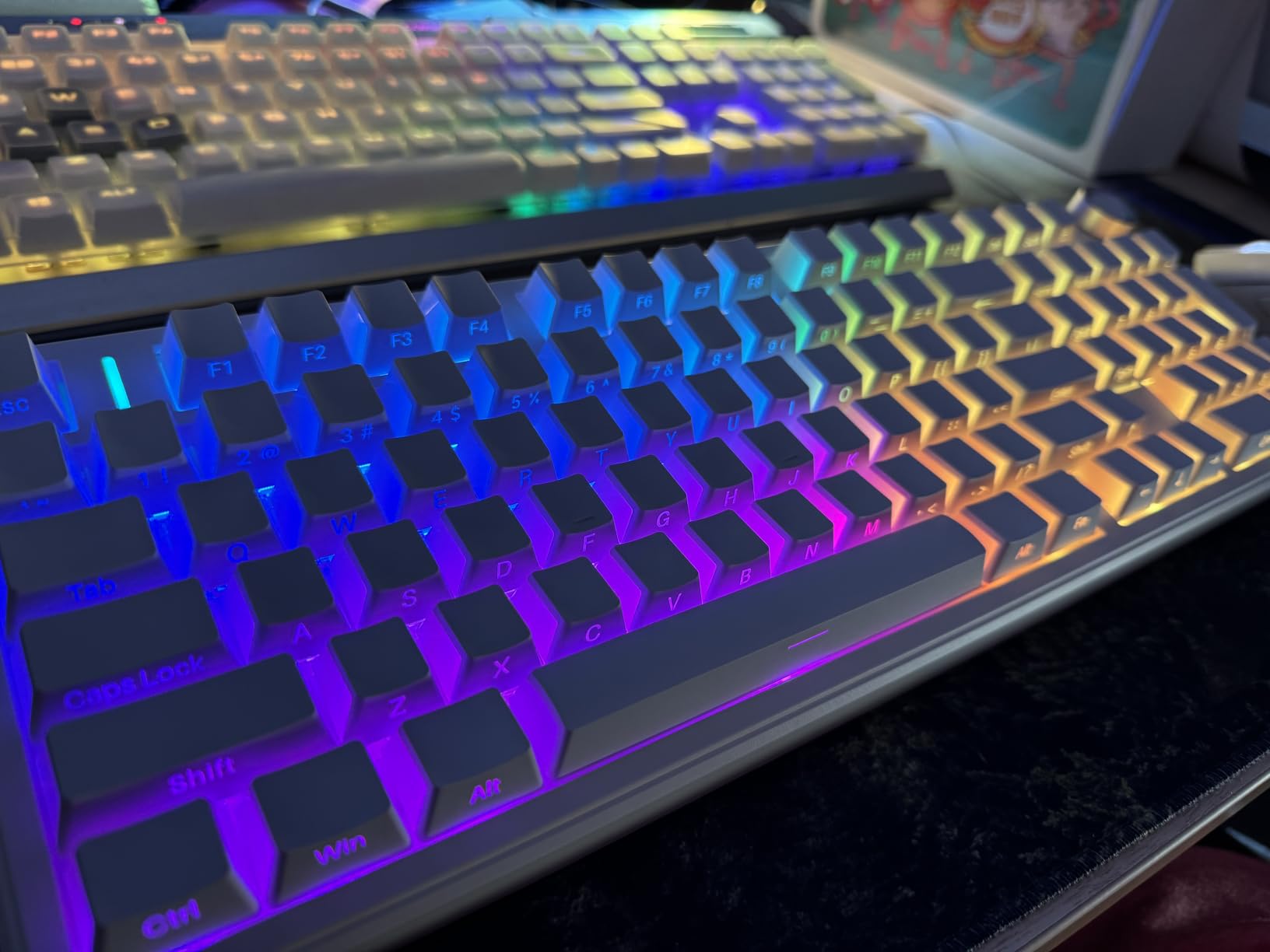 AULA F99 Pro Wireless Mechanical Keyboard-Silent Version, BT5.0/2.4GHz/USB-C Hot Swappable Custom Keyboard, Gasket Structure, Pre-lubed Linear Switches RGB Backlit Computer Gaming Keyboards, White customer photo 2