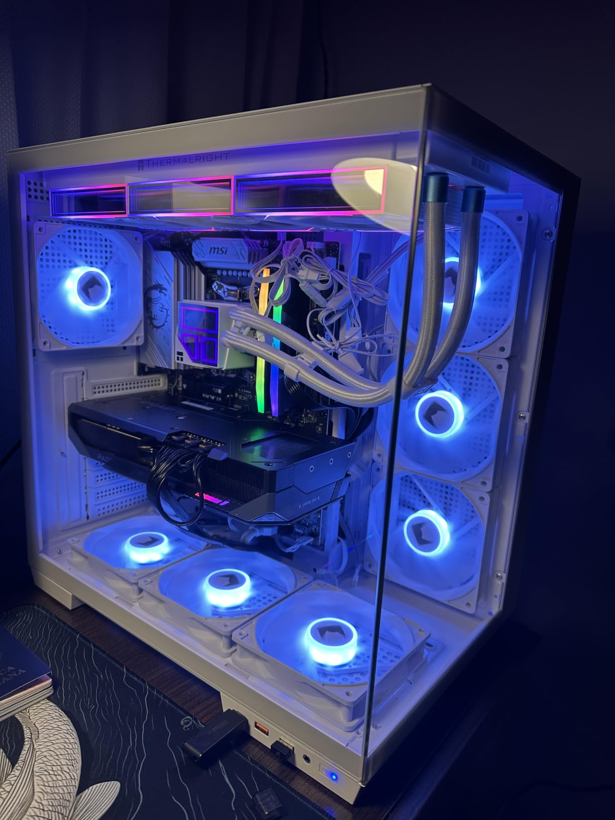 H1 HYXN ATX PC Case - Pre-Installed with 7 PWM ARGB Fans - Dual Cavity Mid-Tower PC Gaming Case - with Type-C - Can Hold up to 3X 360mm Radiator Support simultaneously (Black, H1) customer photo 2