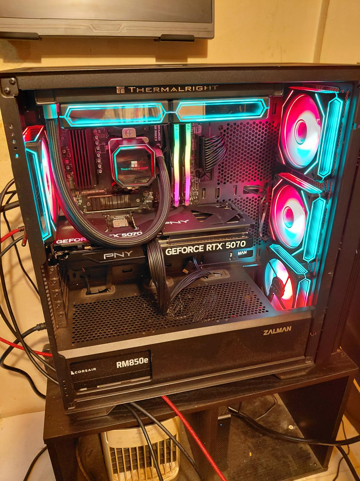 6 Pack ARGB PWM Fans, 4 Forward Fan +2 Reverse Fans, 5V Addressable RGB Fans with Controller, PWM PC Fan 1550 RPM, Computer Case and Liquid Cooling System, Three Sided Prism Design, Black customer photo 2