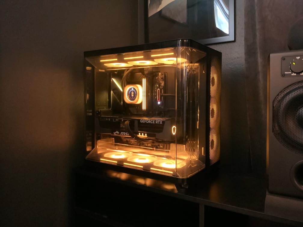 CORSAIR AIR 5400 LX RGB Triple-Chamber Panoramic Mid-Tower PC Case - Black | 3x Pre-Installed Reverse-Rotor Fans, High Airflow, Anti-Sag, Easy Cable Management, Reverse Motherboard Support, iCUE LINK customer photo 1