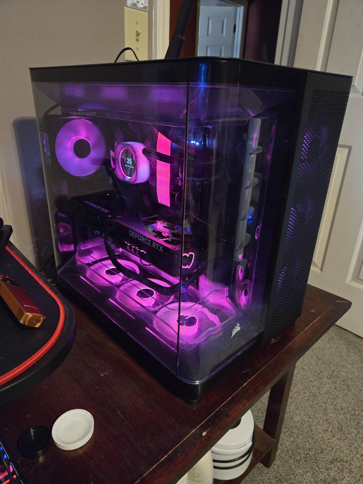 CORSAIR AIR 5400 LX RGB Triple-Chamber Panoramic Mid-Tower PC Case - Black | 3x Pre-Installed Reverse-Rotor Fans, High Airflow, Anti-Sag, Easy Cable Management, Reverse Motherboard Support, iCUE LINK customer photo 2