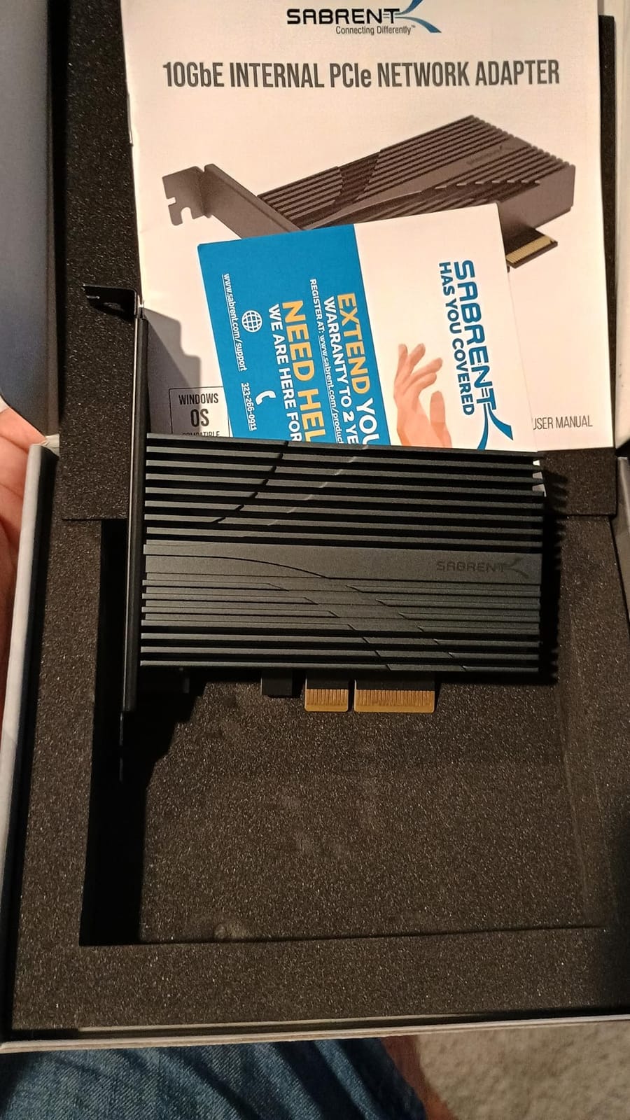 SABRENT 10Gb PCIe Network Card, 10GBASE-T, Multi-Gig NIC (NT-10PE) | PCIe 3.0 x4; Marvell AQC113; 5G/2.5G/1G; aluminum heatsink; fits x4/x8/x16; full-height customer photo 1