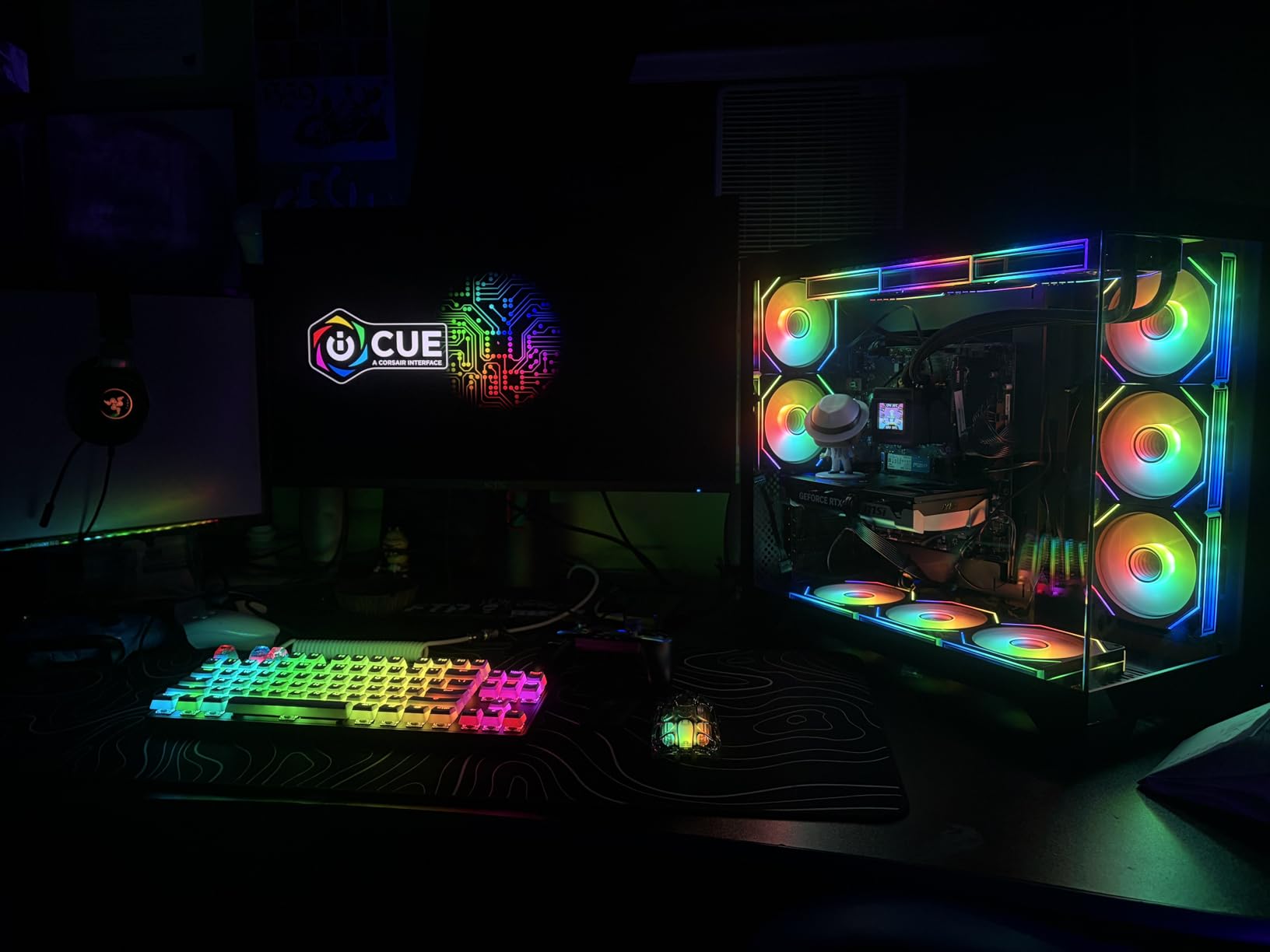 PC CASE 9 PWM ARGB Fans Pre-Installed, Mid-Tower Gaming PC Case, Panoramic Tempered Glass Computer Case with Type-C, 420mm & 360mm Radiator Support, Black, K9 customer photo 1