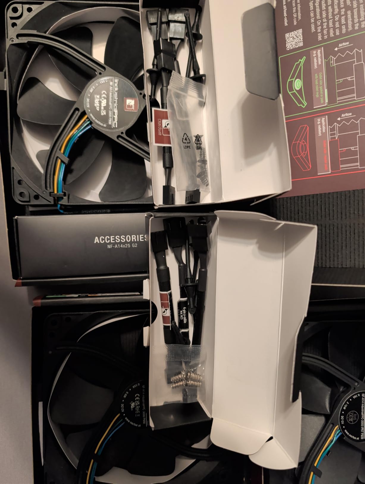 Noctua NF-A14x25 G2 PWM chromax.Black, High-Performance Quiet Fan 140mm | High Airflow & Static Pressure, Low-Noise 25mm Thick Fan, for Coolers/Radiators/Cases, Rich Accessory Kit, 1500rpm 4-Pin PWM customer photo 2