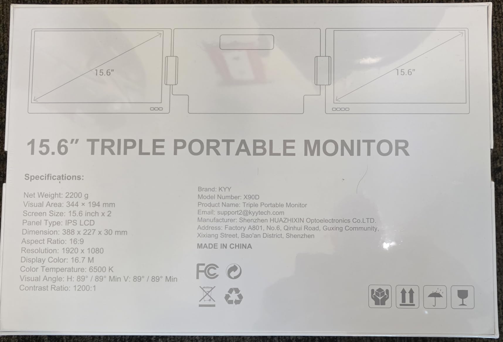 KYY Triple Screen Laptop Monitor Extender 15.6