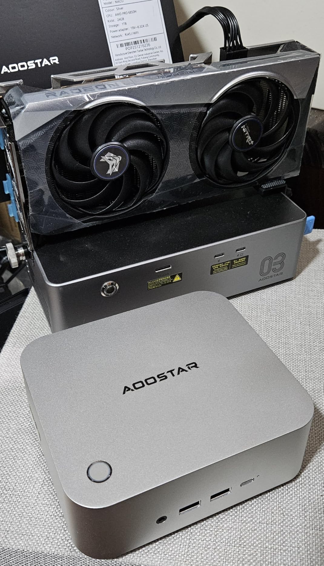 AOOSTAR MACO AMD Ryzen 7 6850H Mini PC (Beat 7735HS/7730U/6800H, up to 4.7GHz), 24GB LPDDR5 RAM+ 1TB PCIe4.0 NVMe SSD, 3xM.2 Slots, Dual 2.5G LAN, Dual USB4, OCuLink, 4-Screen 4K Display customer photo 2