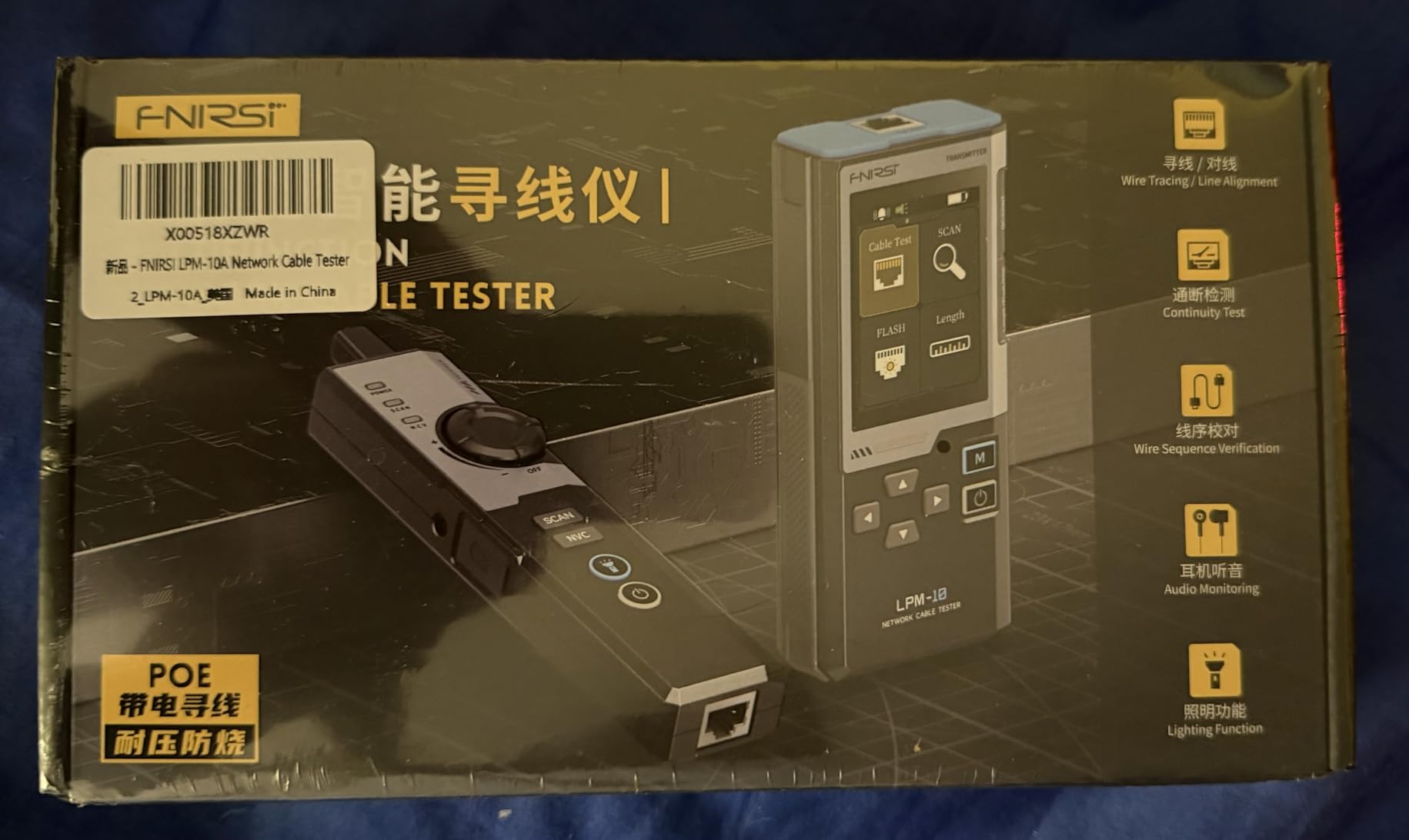 FNIRSI LPM-10A Network Cable Tester Kit, for CAT5 CAT5e CAT6 RJ11 RJ45 | Wire Tracer & Cable Toner with Wiremap, PoE, NCV, Length & 10/100/1000M Test for Network Installation & Repair, Rechargeable customer photo 1