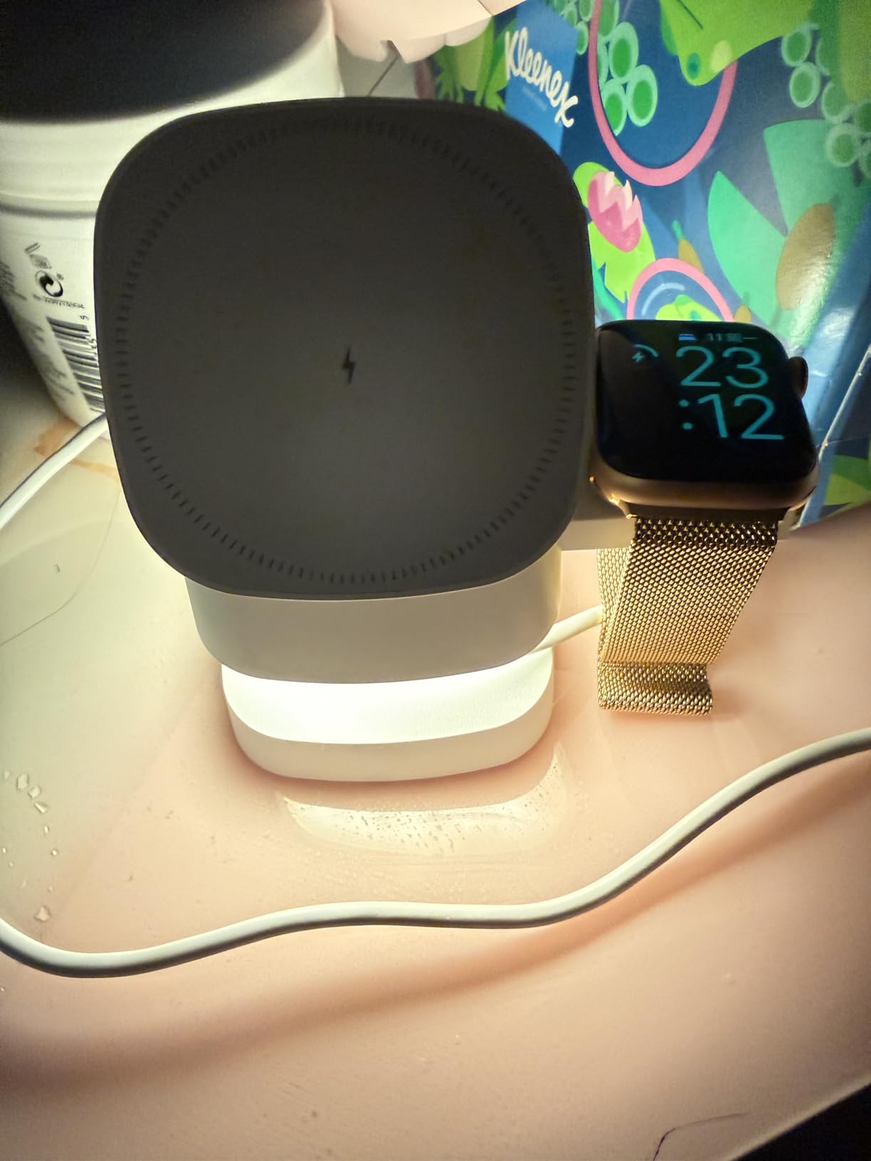 4-in-1 Wireless Charging Station, 15W Fast Charging Adjustable Night Light | multi device charging station, Compatible with iPhone 15/14/13/12 Series, Apple Watch, AirPods - White customer photo 2