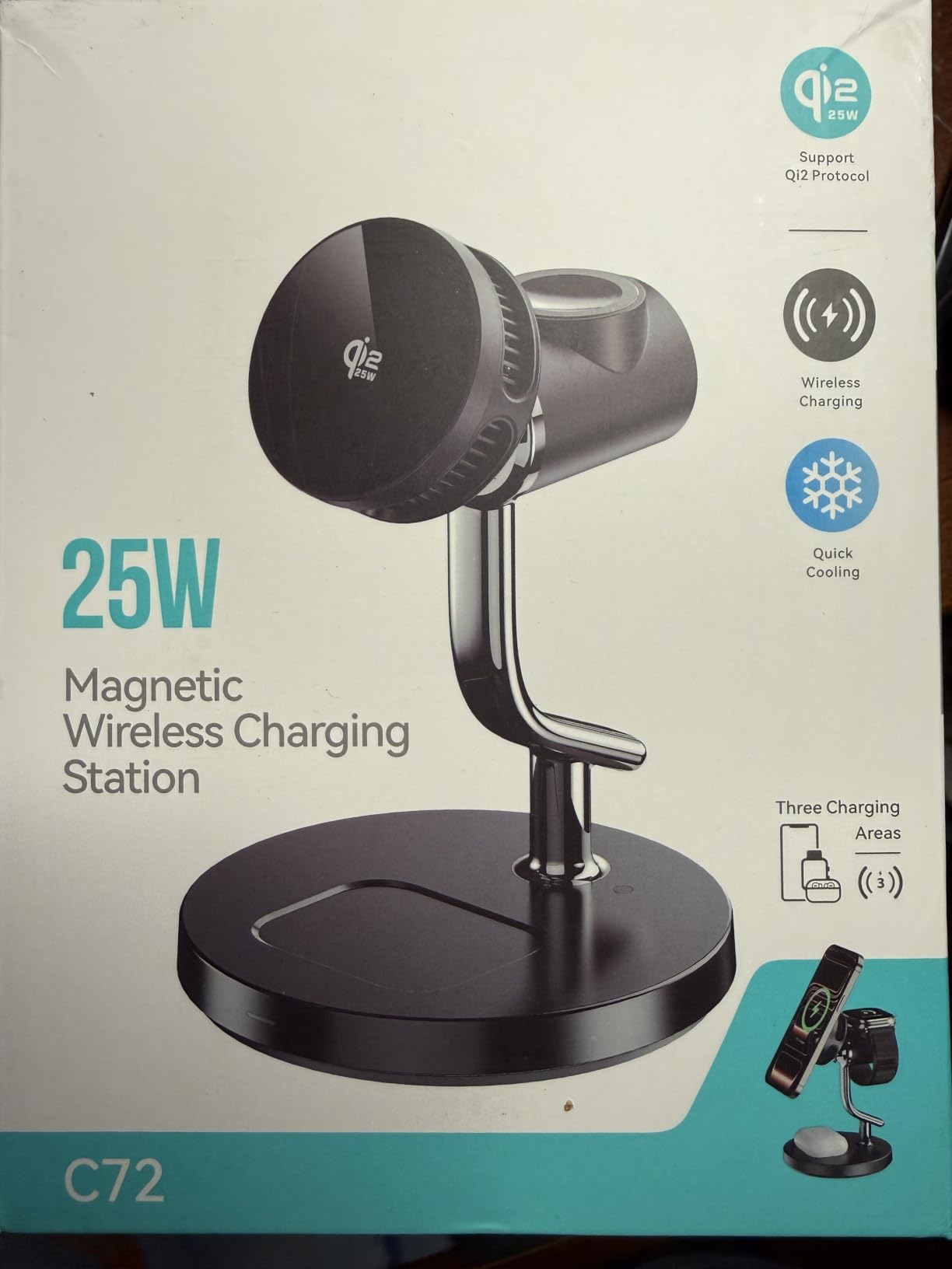 4 in 1 Wireless Charging Station, Qi2.2 Mag-Safe Charger with Cooling Fan | Mag-Safe Wireless Charger Stand with TEC Active Cooling and Night Light, for iPhone 17/16/15/14/13/12, Apple Watch/AirPods customer photo 1