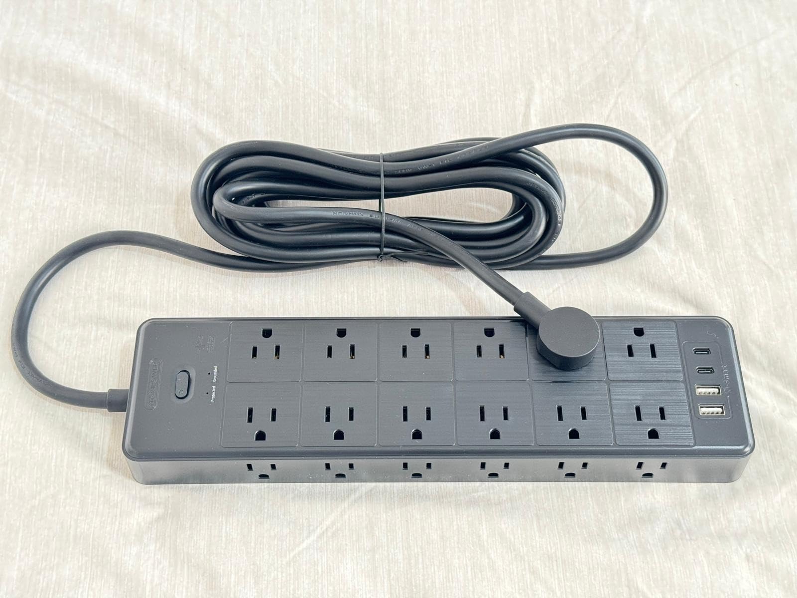 Large Power Strip Surge Protector, NTONPOWER 5FT Extension Cord with 24 AC Outlets, 1875W/15A, 4000 Joules Flat Plug Power Extender for Home, Office, Dorm, Gaming Room, Black customer photo 1