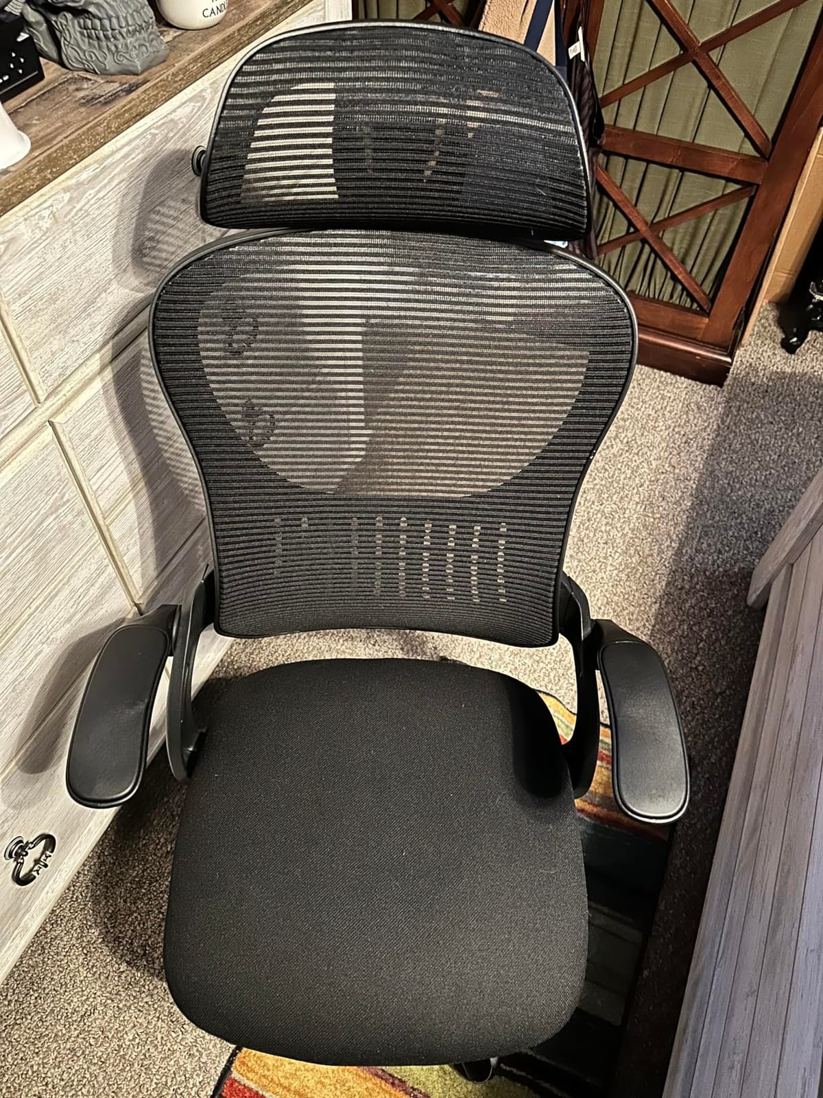 Sweetcrispy Computer Desk Chair, Mesh Office Chair with Lumbar Support | Ergonomic High-Back, Rolling Work, Adjustable Headrests, Flip-up Arms, Home Bedroom Study, Grey customer photo 1
