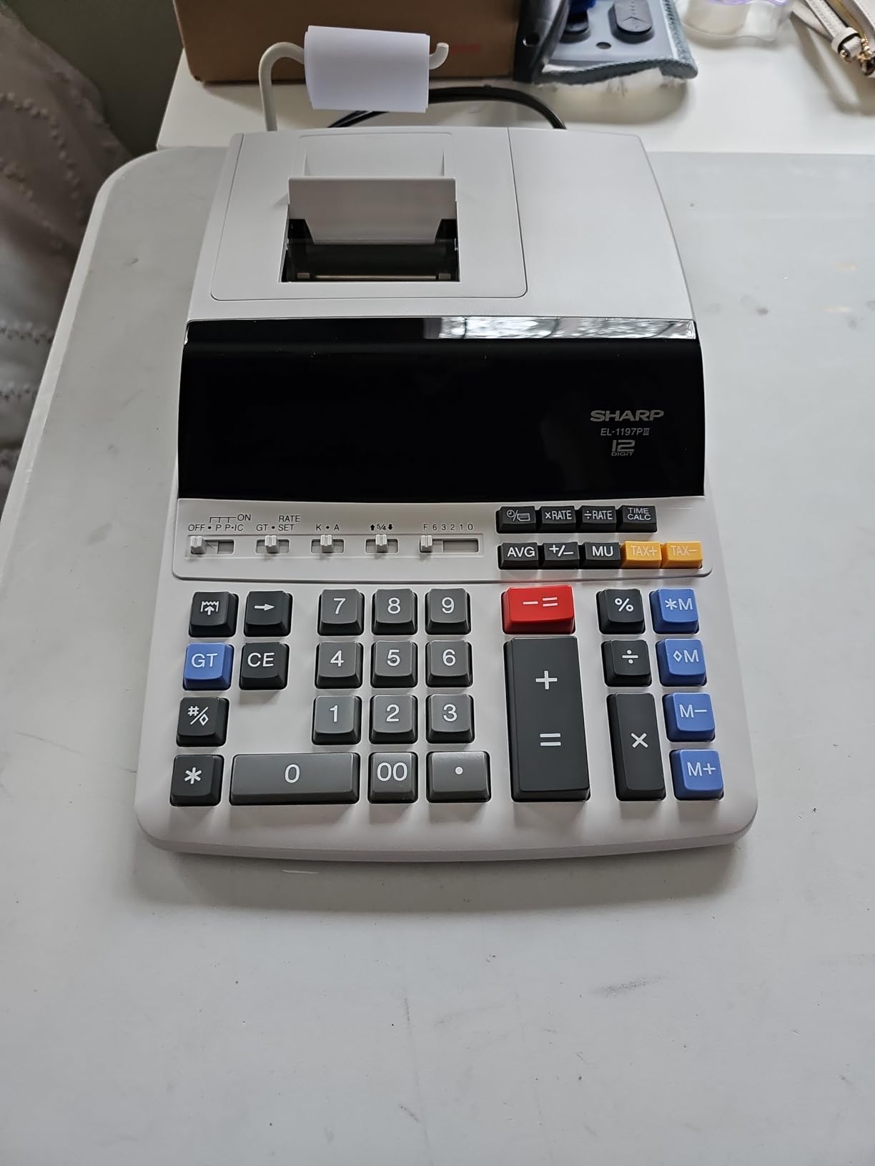 Sharp 12-Digit Two-Color Print Calculator, Bright, High-Contrast Display with Weighted Base for Stable Printing, Desktop Adding Machine, 12.88 x 8.75-Inches, Black (EL2196BL) customer photo 2