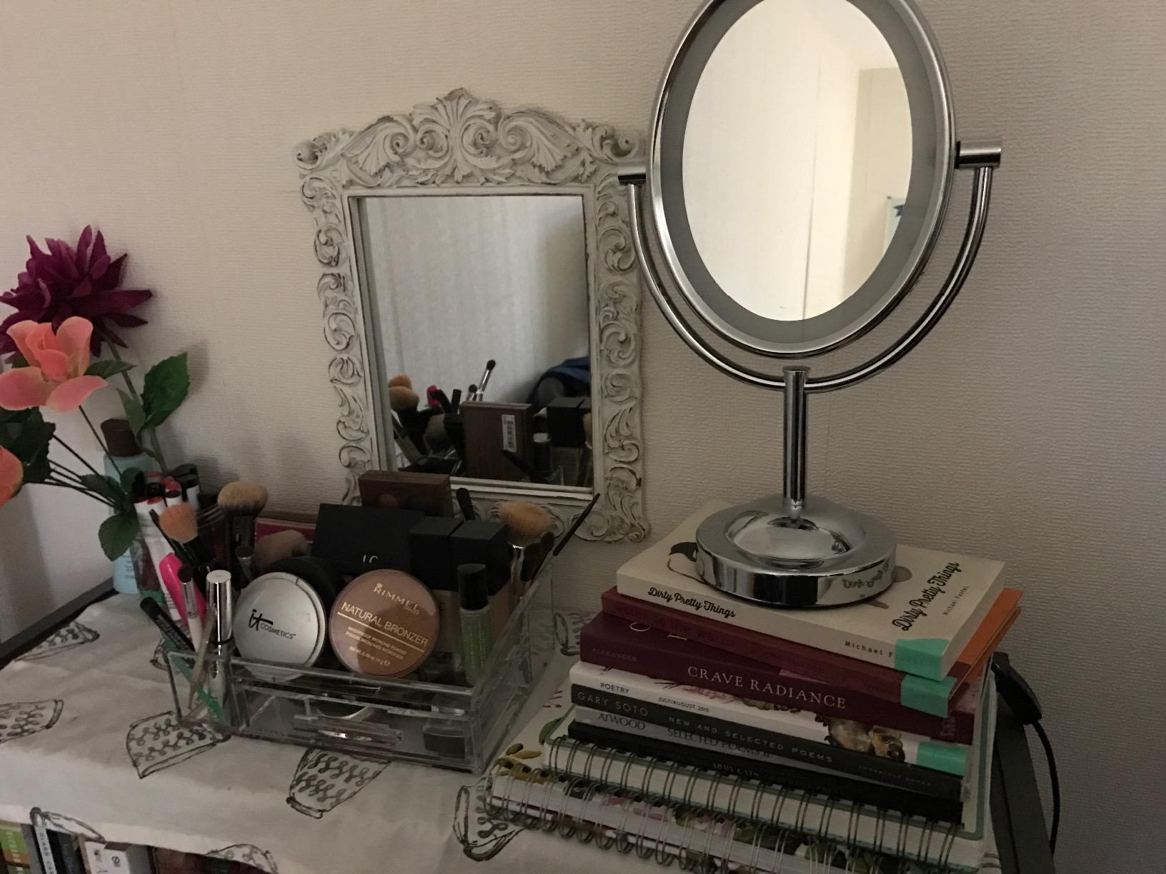Conair Lighted Makeup Mirror, LED Vanity Mirror, 1X/7X Magnifying Mirror, Double Sided, Corded in Polished Chrome customer photo 2