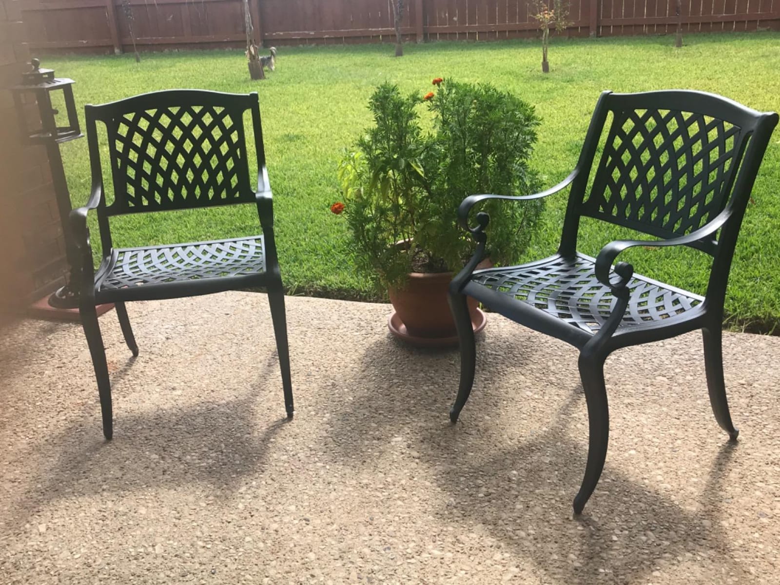Christopher Knight Home Hallandale Outdoor Cast Aluminum Chairs, 2-Pcs Set, Antique Matte Black customer photo 1