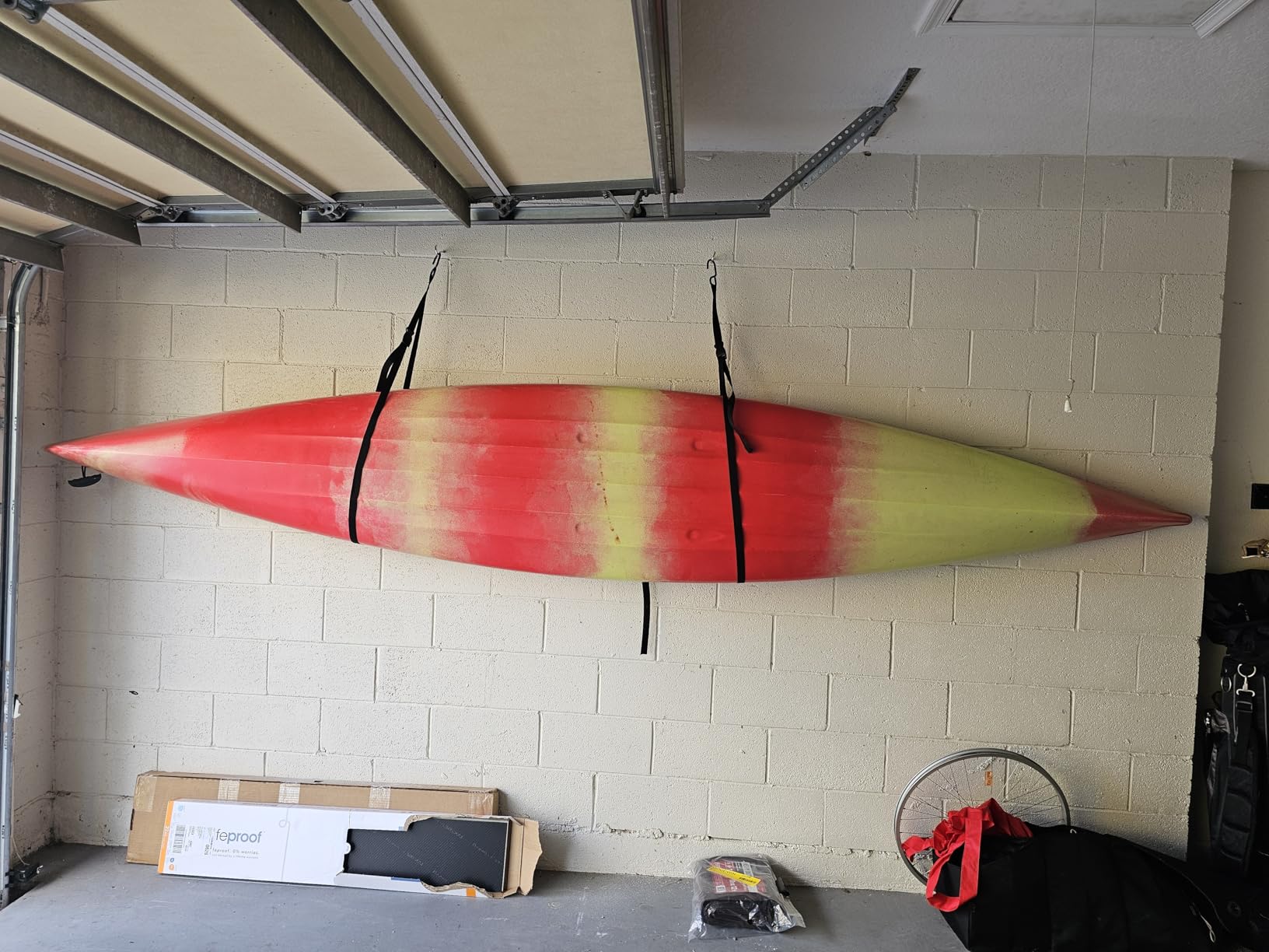 Kayak Rack -Capacity Wall or Ceiling Storage Straps for Surfboards, Paddleboards, SUP, or Canoe - Adjustable Kayak Hanger by RAD Sportz customer photo 2