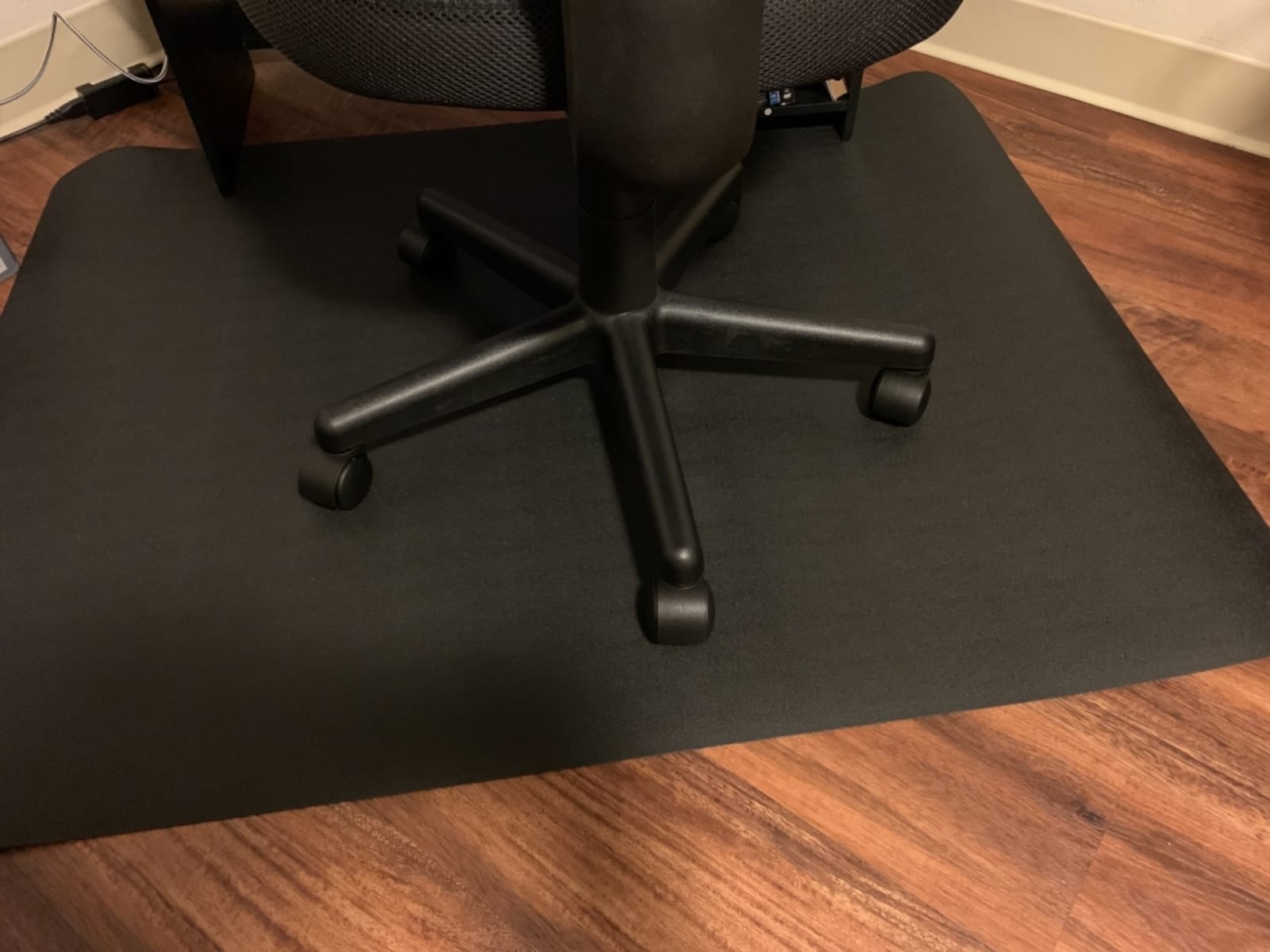 Office Rolling Chair Mat for Hardwood and Tile Floor, Black, Anti-Slip, Non-Curve, Chair Mat Best for Under the Computer Desk, 47 x 35 Rectangular Non-Toxic Plastic Protector, Not for Carpet customer photo 1