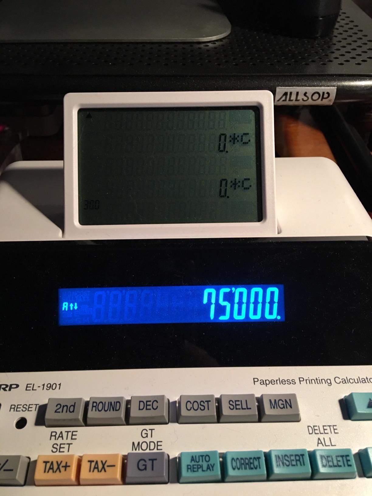 Sharp Paperless Printing Desk Calculator w/Check and Correct, Large 12-Digit LCD Primary Display, Printing Calculator/Adding Machine with Scrolling LCD Display Replacing Paper (EL-1901) customer photo 1