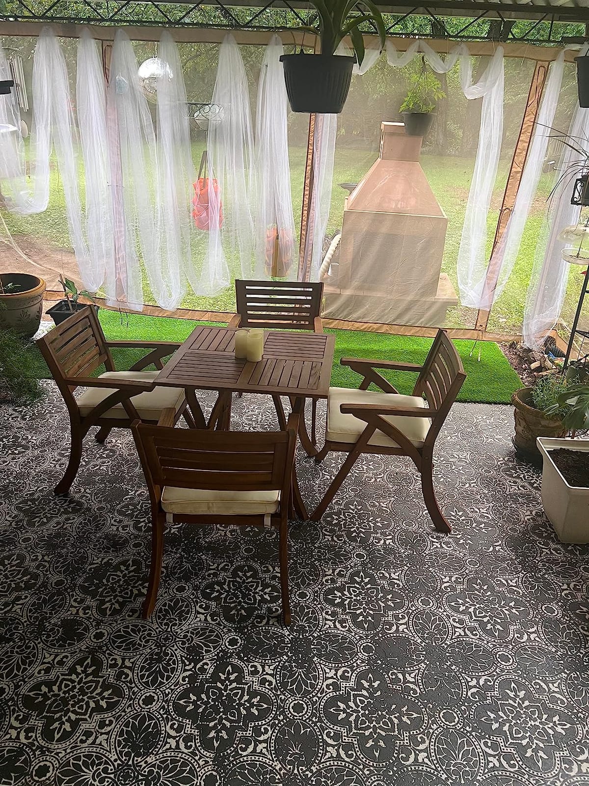 Christopher Knight Home Hermosa Acacia Wood Dining Set, 5-Pcs Set, Teak Finish customer photo 1