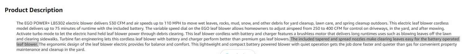 EGO POWER+ Cordless Electric Leaf Blower, 530 CFM, With Battery - LB5302 customer photo 2