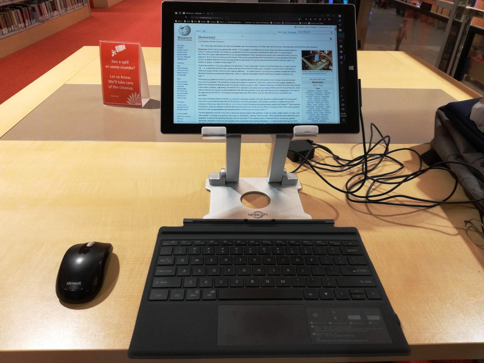 KABCON Quality Tablet Stand,Adjustable Foldable Eye-Level Aluminum Solid Up to 15-in Tablets Holder for Microsoft Surface Series Tablets,iPad Series,Samsung Galaxy Tabs,Amazon Kindle Fire,Etc.Silver customer photo 2