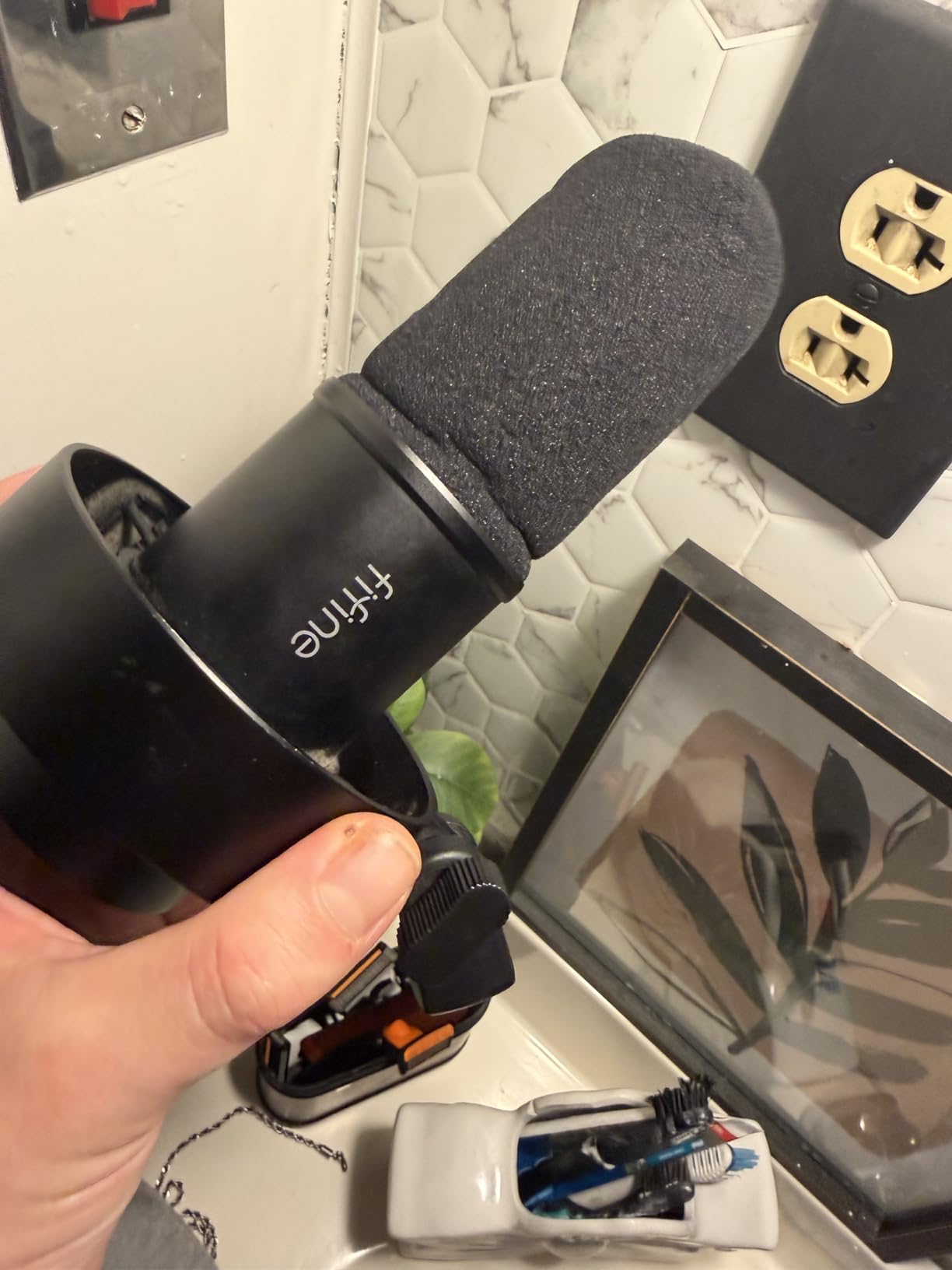 YOUSHARES K669B Pop Filter, Foam Mic Windscreen Compatible with Fifine USB Microphone (K669B K669 K669L K669G K669PRO2 K669S) for Recording and Streaming customer photo 1