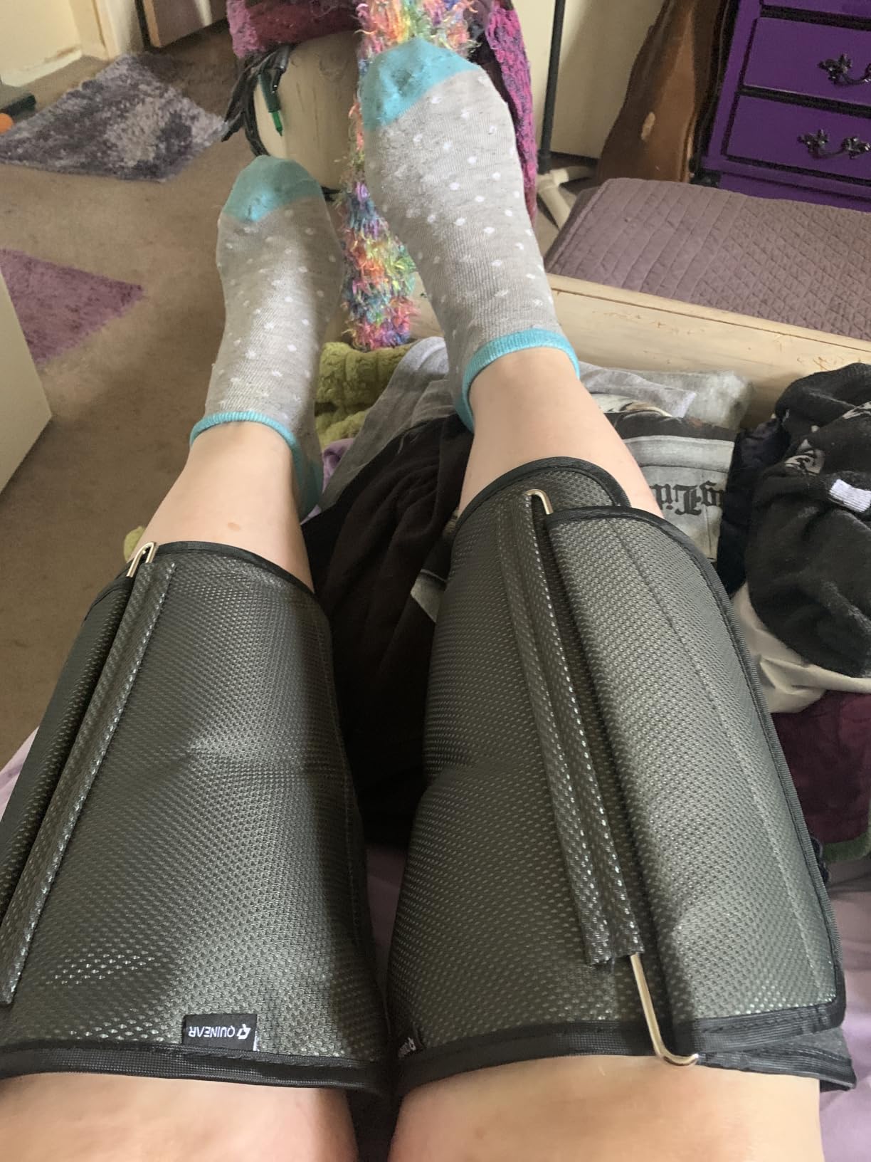 QUINEAR Air Compression Leg Massager for Circulation & Pain Relief, Calf Massagers with 2 Modes & 3 Intensities, Sequential Compression Device (SCD) for RLS, Edema, FSA-HSA - Ideal Gift customer photo 2