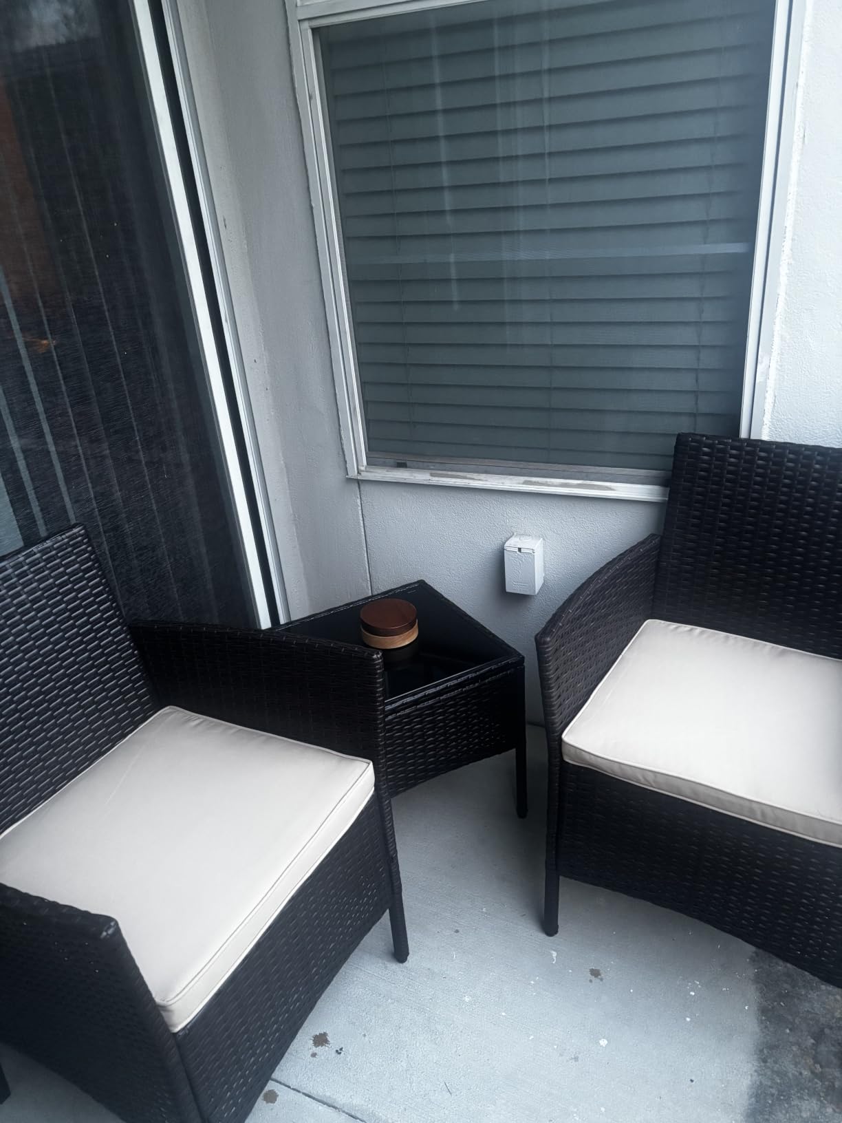 Yaheetech 3 Pieces Patio Porch Furniture Set, Outdoor PE Rattan Wicker Conversation Set with Soft Cushions, Glass Coffee Table & 2 Chairs for Garden/Deck/Courtyard/Poolside, Brown/Khaki customer photo 1