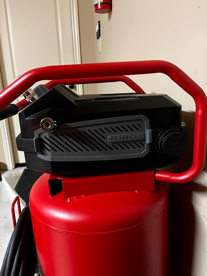 Craftsman Air Compressor, 20 Gallon Oil-Free 1.8 HP Max 175 PSI Pressure Two Quick Couplers Big Capacity, Red- CMXECXA0232043 customer photo 2