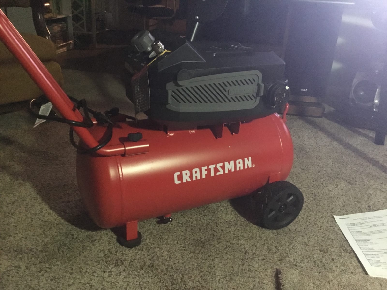 Craftsman 10-Gallon Air Compressor, 1.8 HP, Max 175 PSI, 4.0 CFM @ 90PSI, 5.0 CFM@40PSI, Oil-Free, Quiet Shop Air Compressor with Wheels for Spraying Pneumatic Tool, Model: CMXECXA0201041 customer photo 2