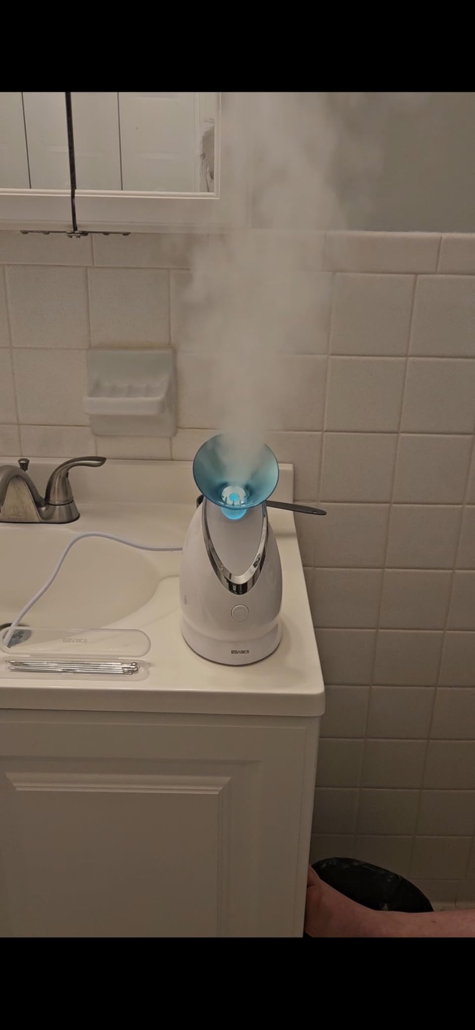 EZBASICS Facial Steamer, Nano Ionic Warm Mist for Facial Deep Cleaning Blue customer photo 2