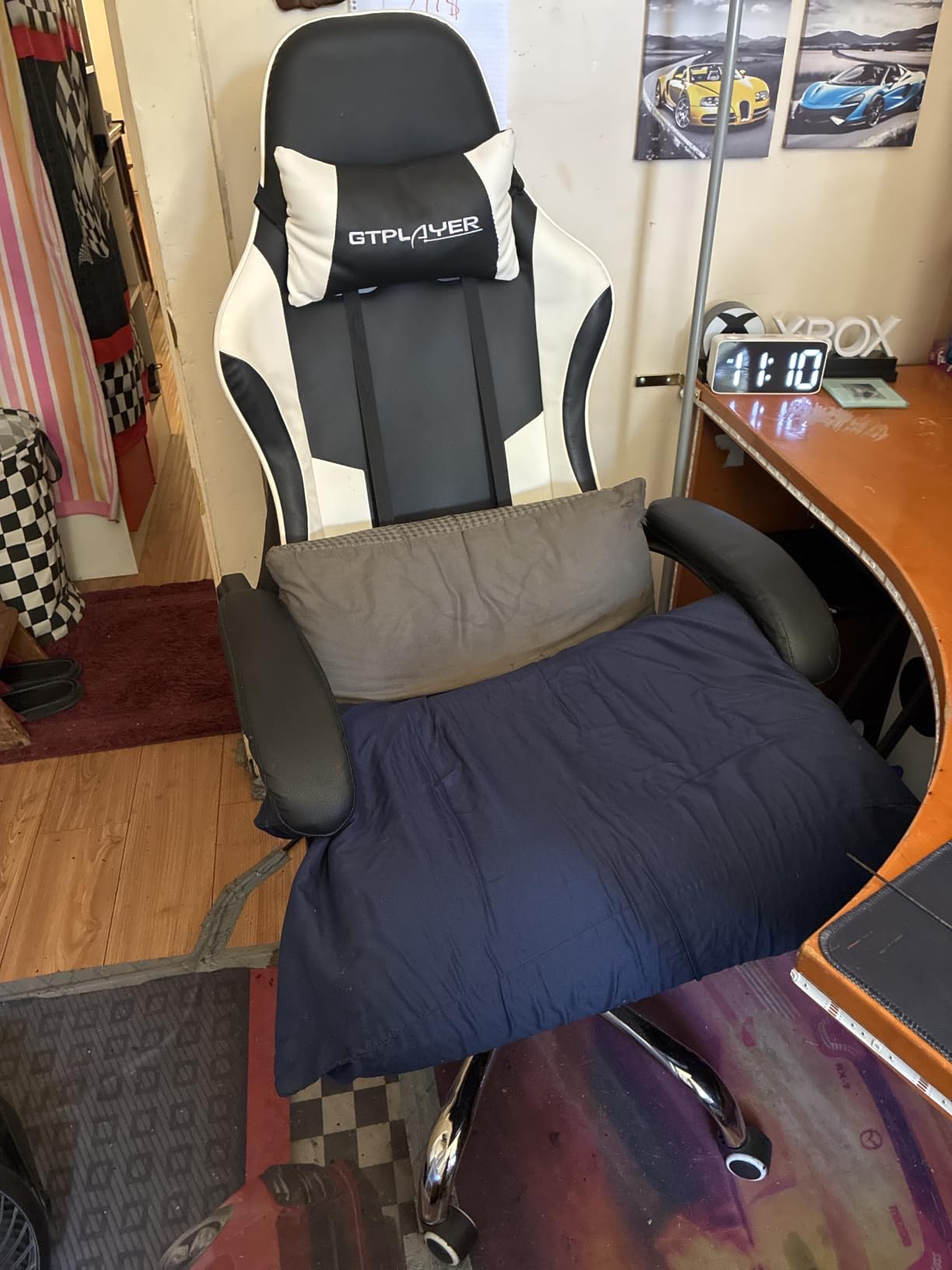 GTPLAYER Gaming Chair, Computer Chair with Footrest and Lumbar Support, Height Adjustable Game Chair with 360°-Swivel Seat and Headrest and for Office or Gaming (Faux Leather, Black) customer photo 1