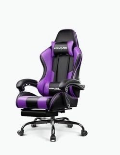 GTPLAYER Gaming Chair, Computer Chair with Footrest and Lumbar Support, Height Adjustable Game Chair with 360°-Swivel Seat and Headrest and for Office or Gaming (Faux Leather, Black) customer photo 2