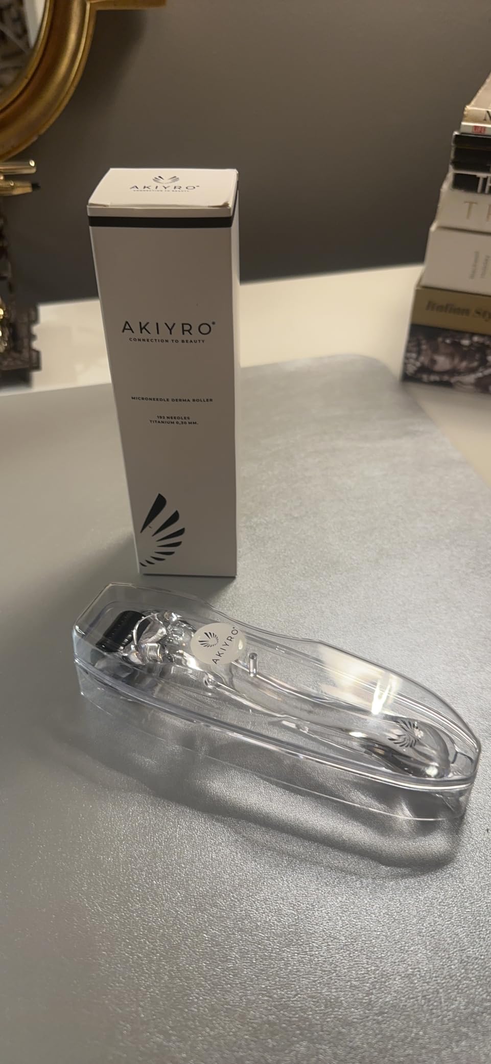 AKIYRO Derma Roller 0.30mm - Microneedle Roller with Storage Case - 192 Micro Needling Dermal Tool for Face, Beard, Scalp & Body - At Home Microneedling Skin Care for Women & Men (Green) customer photo 2