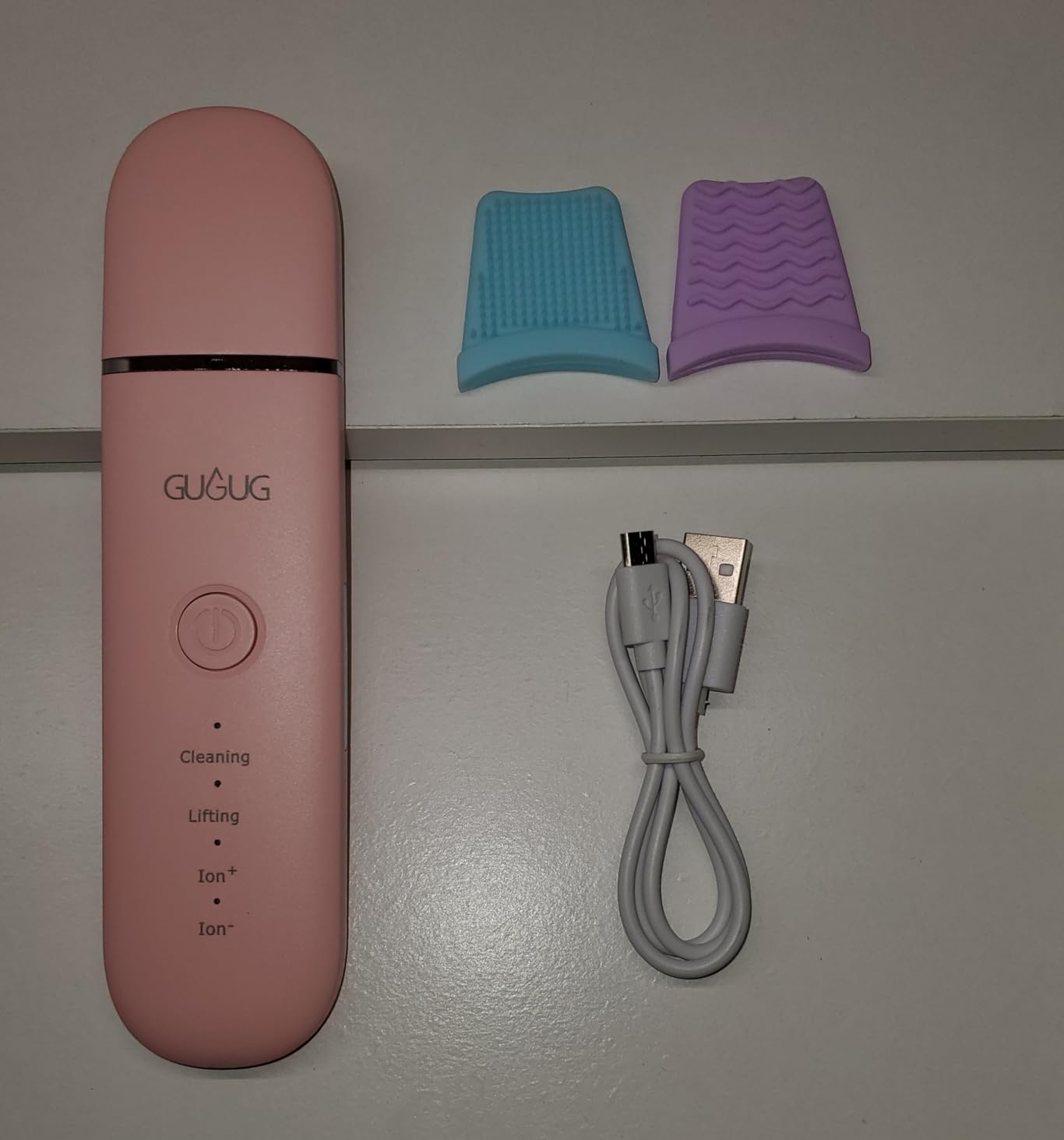GUGUG Skin Scrubber Face Spatula Blackhead Remover Tools,4 Modes,Pink customer photo 2