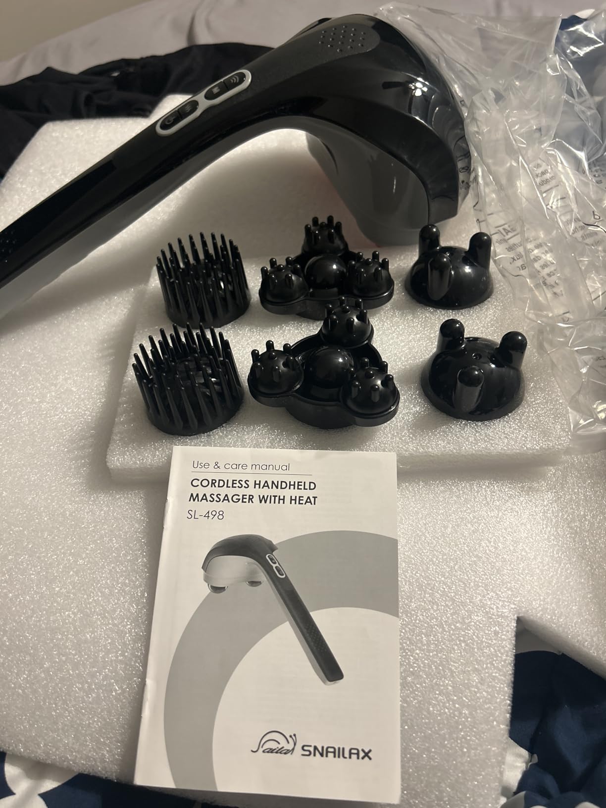 Snailax Cordless Handheld Back Massager with Heat, Percussion, Rechargeable customer photo 1