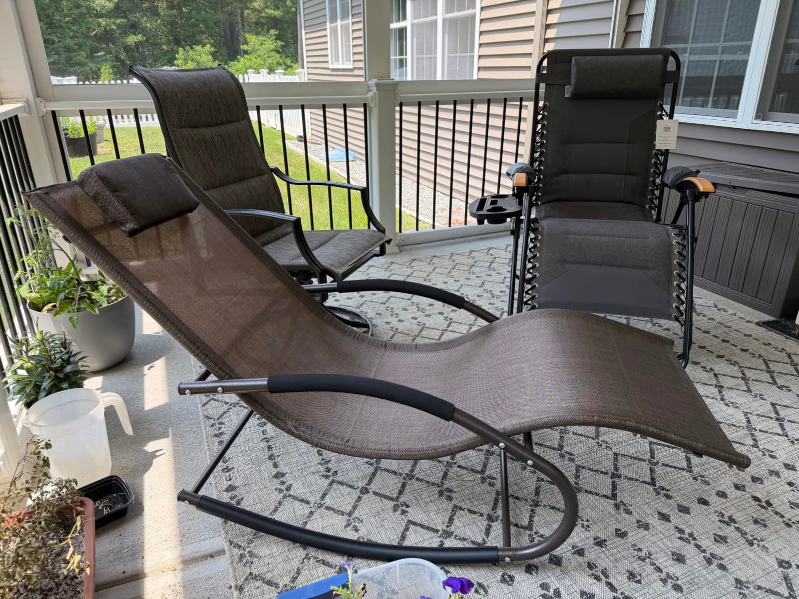 Outdoor Lounge Chair with Pillow, Patio Chaise Lounge, Brown customer photo 2
